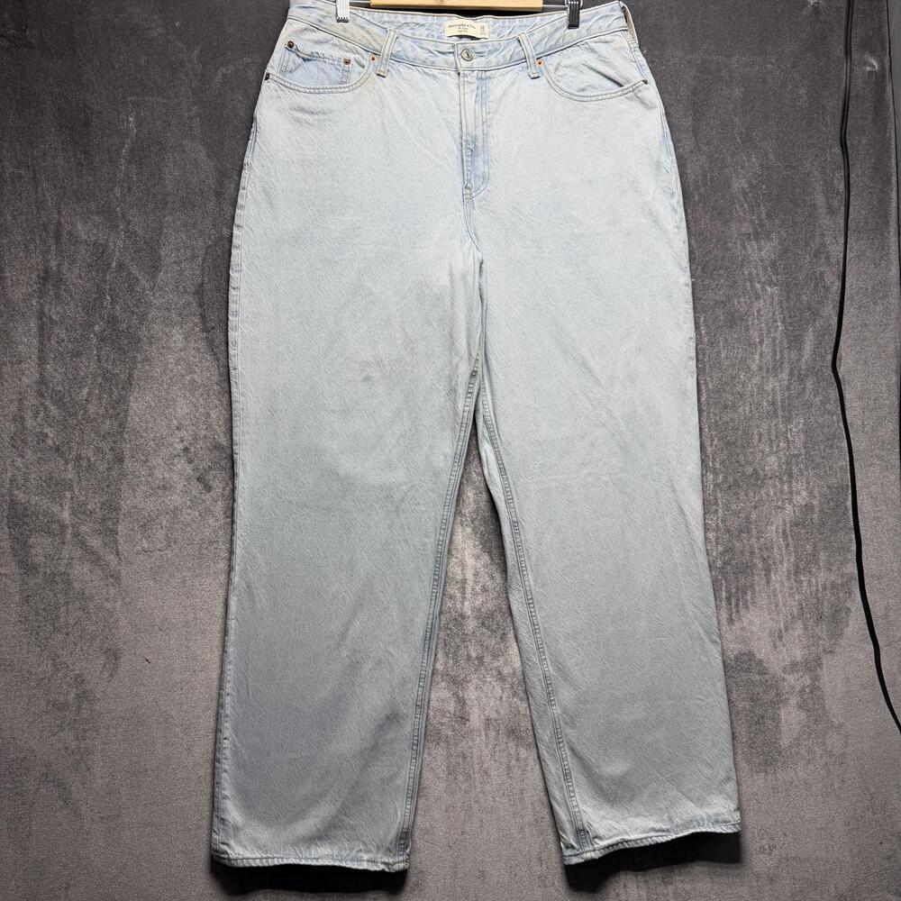 Abercrombie & Fitch Loose Jeans Womens 14 Blue High Rise Relaxed Straight Denim